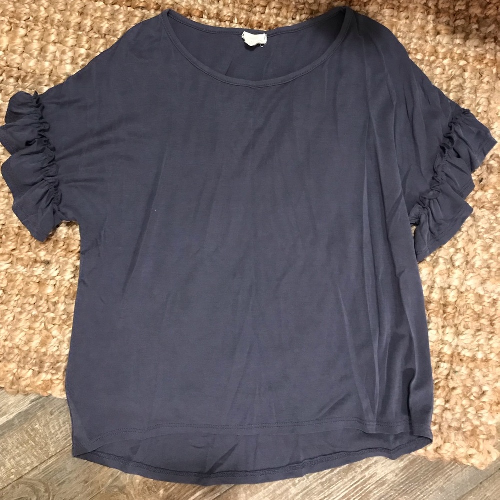 Navy Blue Ruffle Shirt